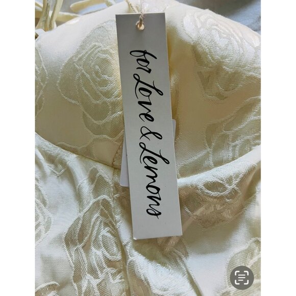 For Love & Lemons Melody Mini Dress Cream Medium 100% Authentic Floral Satin Jac - Picture 10 of 15